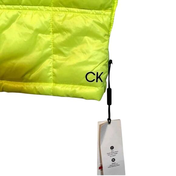 CALVIN KLEIN PERFORMANCE Yellow Cropped Mock-Neck Zip-Up Puffer Vest Size L New - Picture 3 of 12